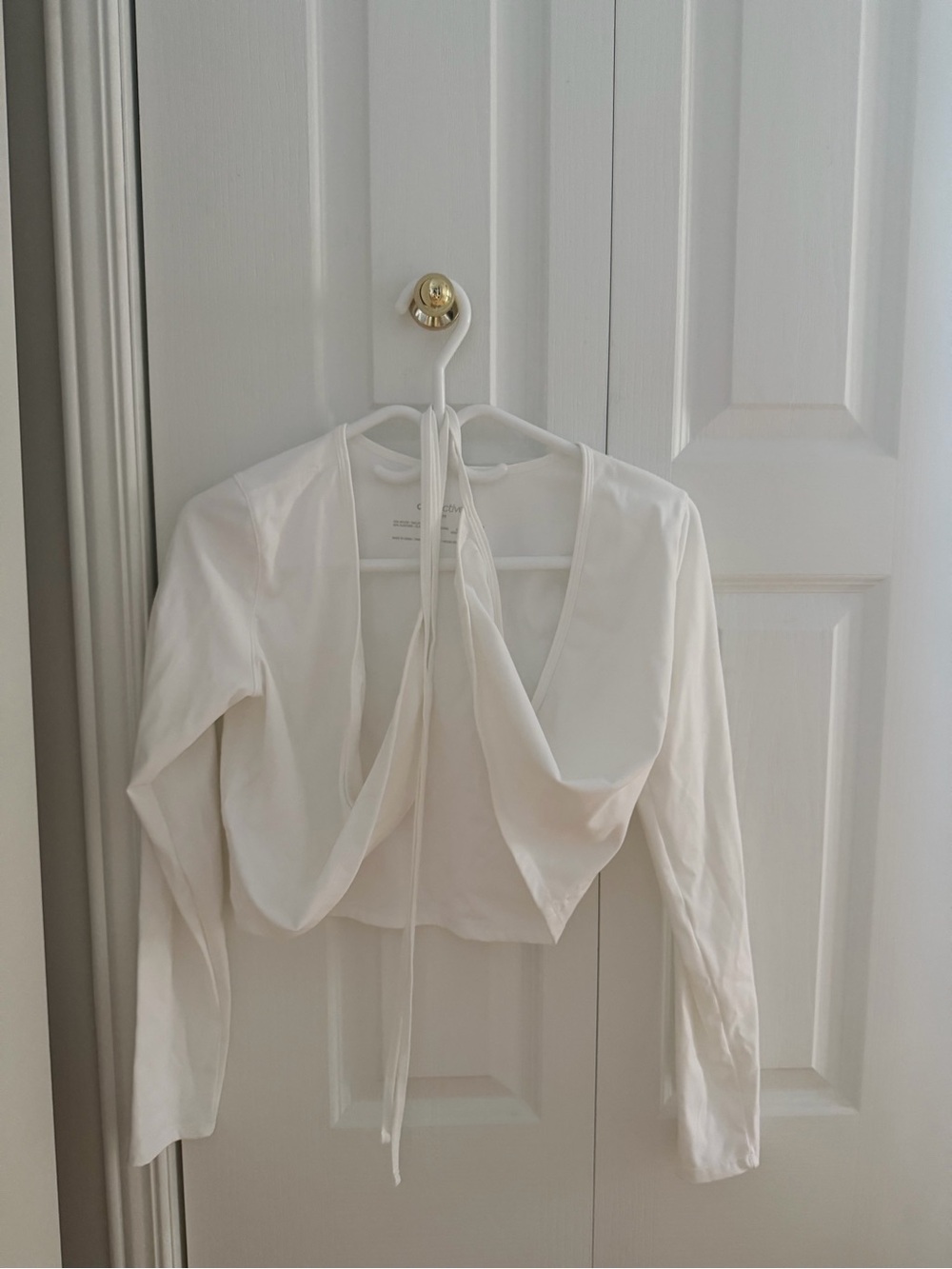 Ardene White Long-Sleeve Draped Tie-Front Top